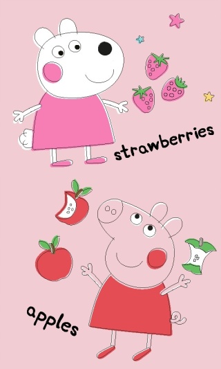Ręcznik do rąk i twarzy przedszkola ŚWINKA PEPPA owoce 30X50