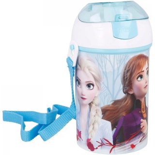 Bidon na wodę ze słomką i ustnikiem Kraina Lodu Frozen z paskiem 450ML