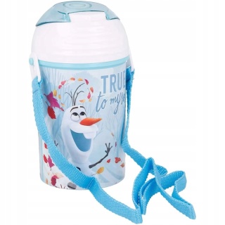 Bidon na wodę ze słomką i ustnikiem Kraina Lodu Frozen z paskiem 450ML