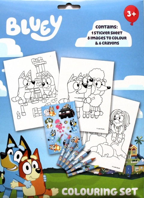 Bingo i Bluey piesek Blu kolorowanka z naklejkami kredki