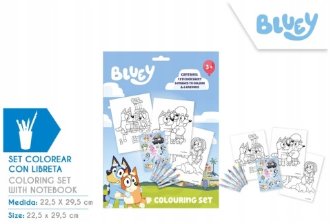 Bingo i Bluey piesek Blu kolorowanka z naklejkami kredki