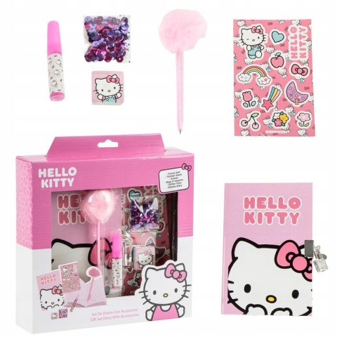 Hello Kitty sekretny pamiętnik długopis naklejki cekiny gumka