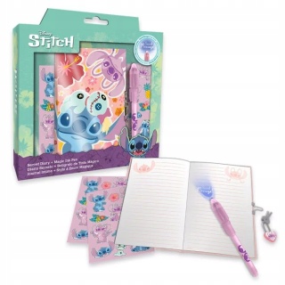 LILO I STITCH sekretny pamiętnik z kłódką naklejki długopis UV