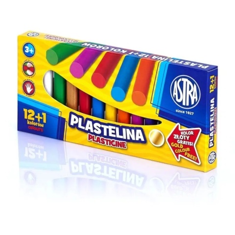 Plastelina 12 kolorów + złoty ASTRA