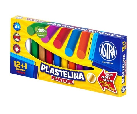 Plastelina 12 kolorów + złoty ASTRA