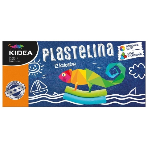 Plastelina szkolna 12 kolorów KIDEA neonowe