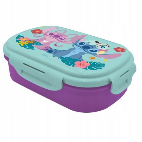 ŚNIADANIÓWKA lunchbox dwukomorowa + sztućce widelec Lilo i Stitch Stich