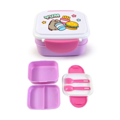 Śniadaniówka chlebak LUNCH BOX trzykomorowa dzielona piętrowa kot Pusheen