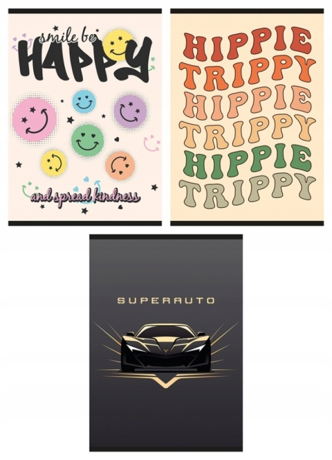 Zeszyt A4 w kratkę 32 Happy Auto Hippie Trippy 3 szt