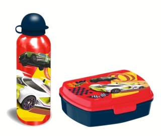 Bidon aluminiowy 500ml + śniadaniówka w pudełku HOT WHEELS