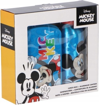 Bidon aluminiowy 500ml + śniadaniówka w pudełku Myszka Miki Mickey