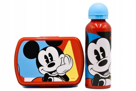Bidon aluminiowy 500ml + śniadaniówka w pudełku Myszka Miki Mickey