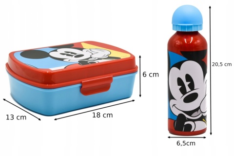 Bidon aluminiowy 500ml + śniadaniówka w pudełku Myszka Miki Mickey