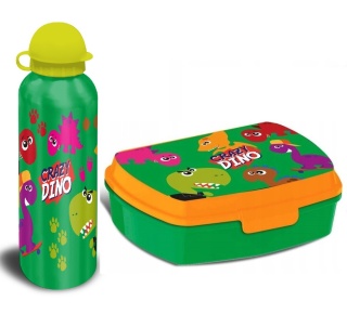 Bidon aluminiowy 500ml + śniadaniówka w pudełku dinozaury Crazy Dino