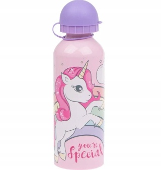 Bidon aluminiowy z ustnikiem UNICORN jednorożec tęcza 500ml