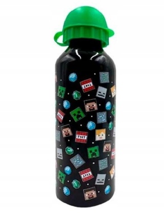 Bidon butelka aluminiowy z ustnikiem MINECRAFT czarny 500ml