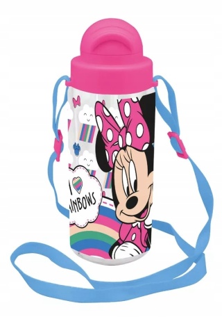 Bidon butelka na wodę ze słomką i paskiem Tritan Myszka Minnie 500ml