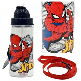 Bidon butelka na wodę ze słomką i paskiem Tritan Spiderman