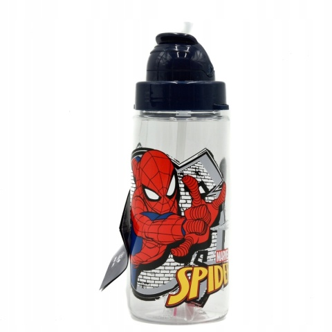 Bidon butelka na wodę ze słomką i paskiem Tritan Spiderman