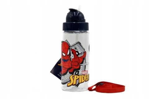 Bidon butelka na wodę ze słomką i paskiem Tritan Spiderman