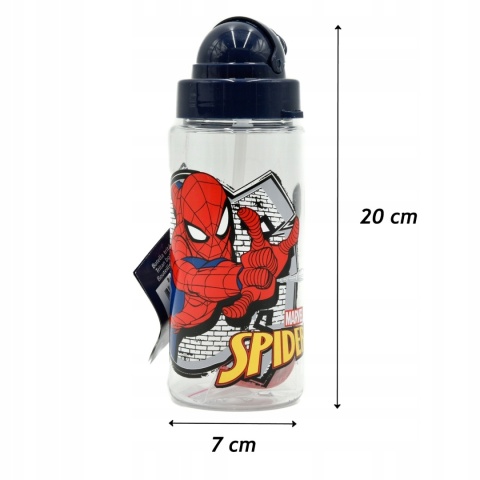Bidon butelka na wodę ze słomką i paskiem Tritan Spiderman