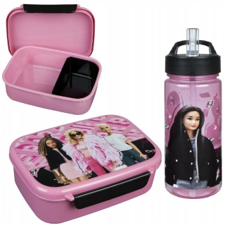 Bidon na wodę 500ml + śniadaniówka z przegródkami Barbie