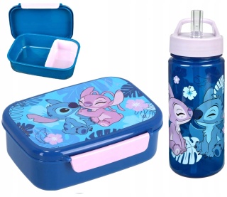 Bidon na wodę 500ml + śniadaniówka z przegródkami Stich Andzia Stitch