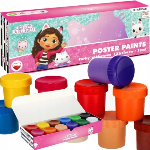 Farby Plakatowe 12 x 20 ml kolorów Starpak Koci domek Gabi
