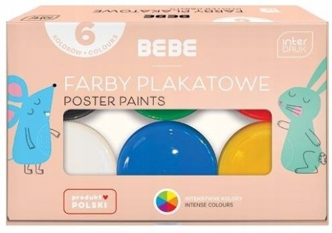 Farby Plakatowe 6 x 20 ml kolorów BEBE Kids Interdruk