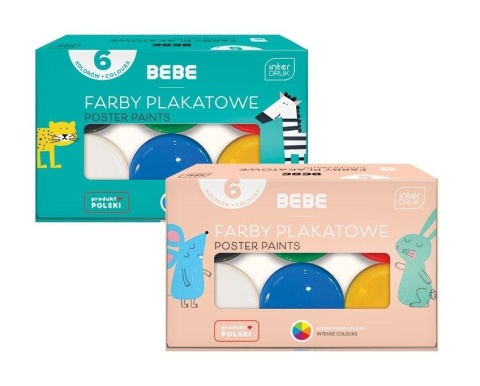 Farby Plakatowe 6 x 20 ml kolorów BEBE Kids Interdruk