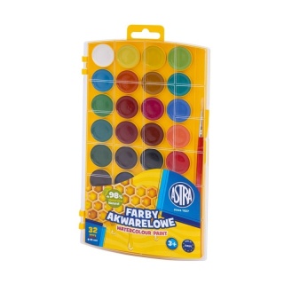Farby akwarelowe szkolne 32 kolory x 2 ml Astra