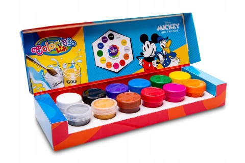 Farby plakatowe Colorino 20 ml 12 kolorów złota srebrna Myszka Miki Mickey Farby plakatowe Colorino 20 ml 12 kolorów złota srebrna Myszka Miki Mickey