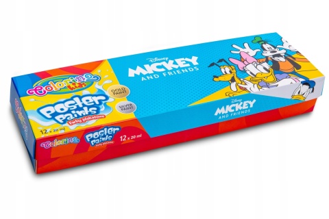Farby plakatowe 12 kolorów Myszka Miki Mickey Farby plakatowe 12 kolorów Myszka Miki Mickey
