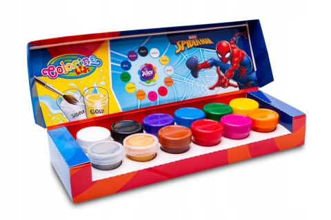 Farby plakatowe Colorino 20 ml 12 kolorów złota srebrna Spiderman
