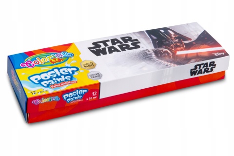 Farby plakatowe Colorino 20 ml 12 kolorów złota srebrna Star Wars Farby plakatowe Colorino 20 ml 12 kolorów złota srebrna Star Wars