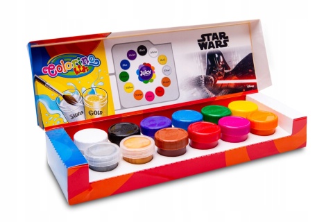 Farby plakatowe Colorino 20 ml 12 kolorów złota srebrna Star Wars Farby plakatowe Colorino 20 ml 12 kolorów złota srebrna Star Wars