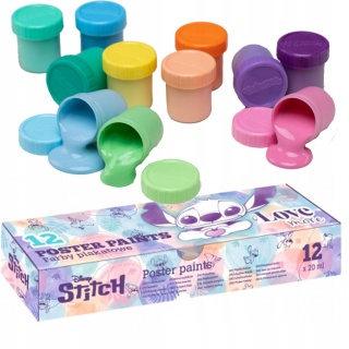 Farby plakatowe Patio 20 ml 12 kolorów Lilo I Stitch pastel pastelowe