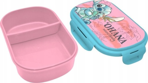ŚNIADANIÓWKA lunchbox dwukomorowa + sztućce widelec Lilo i Stitch Stich