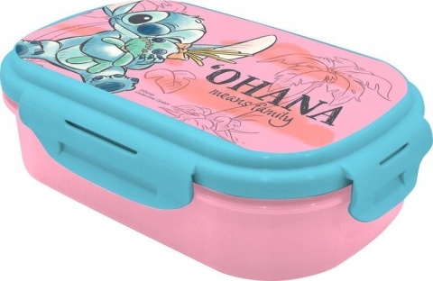 ŚNIADANIÓWKA lunchbox dwukomorowa + sztućce widelec Lilo i Stitch Stich
