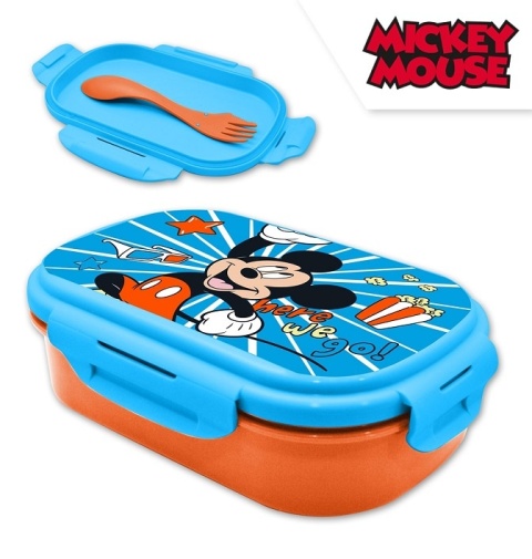 ŚNIADANIÓWKA lunchbox dwukomorowa + sztućce widelec Myszka Mickey Miki