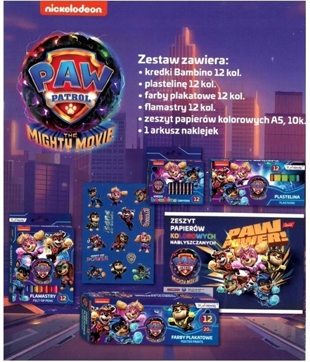 Zestaw plastyczny wyprawka kredki farby plastelina flamastry kotek PUSHEEN