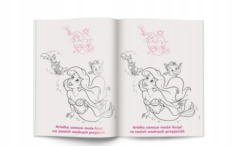DISNEY KSIĘŻNICZKI Mała Syrenka Kopciuszek Alladyn kolorowanka z naklejkami
