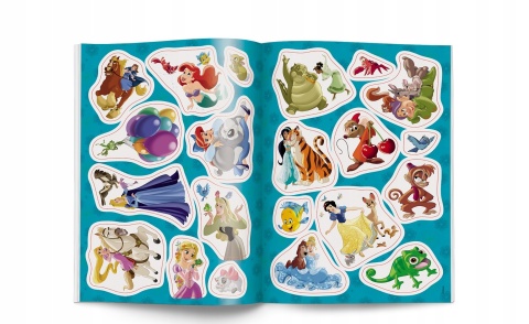 DISNEY KSIĘŻNICZKI Mała Syrenka Kopciuszek Alladyn kolorowanka z naklejkami