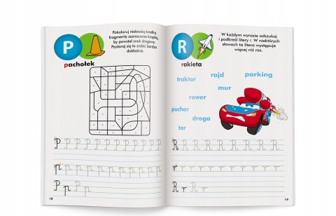 Disney Uczy Litery dla Chłopca Auta Zygzak ćwiczenia z naklejkami 5 lat