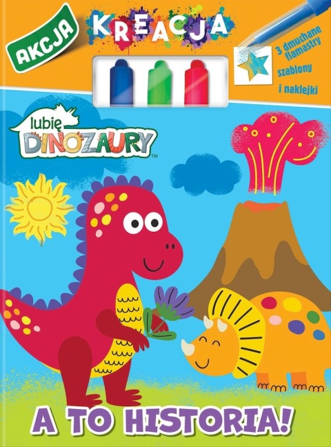 Lubię dinozaury A to historia! kolorowanka naklejki szablony flamastry dmuchane
