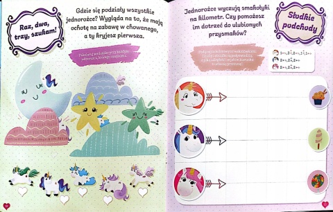 Naklejki puffy Baw się z nami jednorożcami ! Unicorn. Gry rebusy zadania