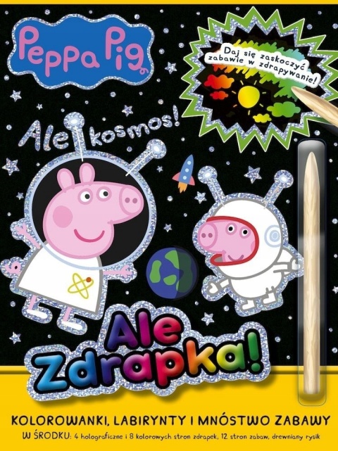 Świnka Peppa Ale zdrapka ! Ale kosmos wydrapywanka kolorowanki labirynty