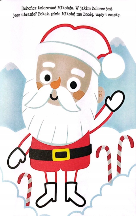 Zima malucha Mikołajkowe kolorowanie kolorowy kontur naklejki A5