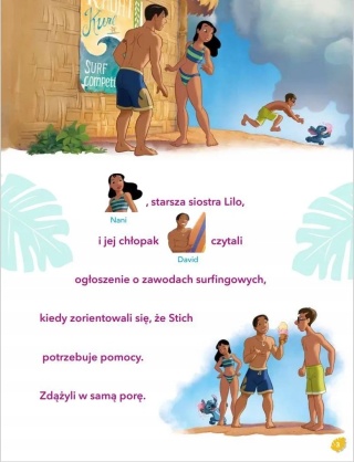 Bajkowe tatuaże Stich Złap falę! ilustrowana historyjka Lilo i Stitch