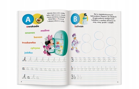 Disney Uczy Litery myszka Minnie ćwiczenia z naklejkami 5 lat